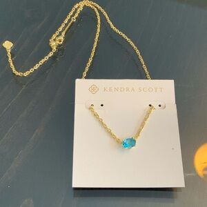Kendra Scott - Cailin Gold Pendant Necklace in Aqua Crystal